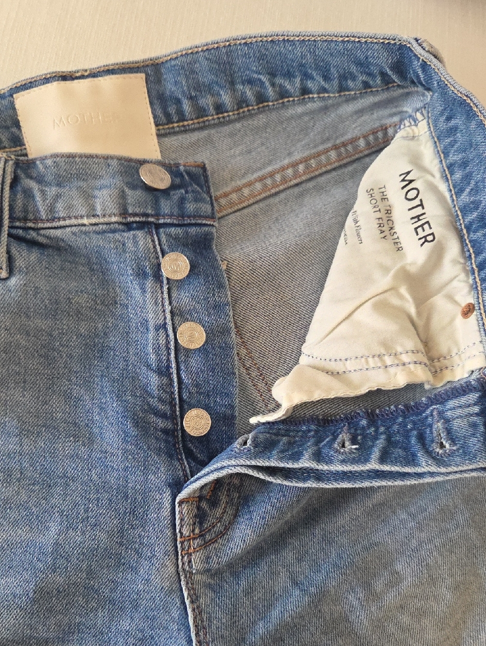 MOTHER Trickster Light Blue Denim Shorts - Picture 4 of 7
